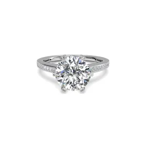 Six-Prong Micropave Round Brilliant Diamond Engagement Ring