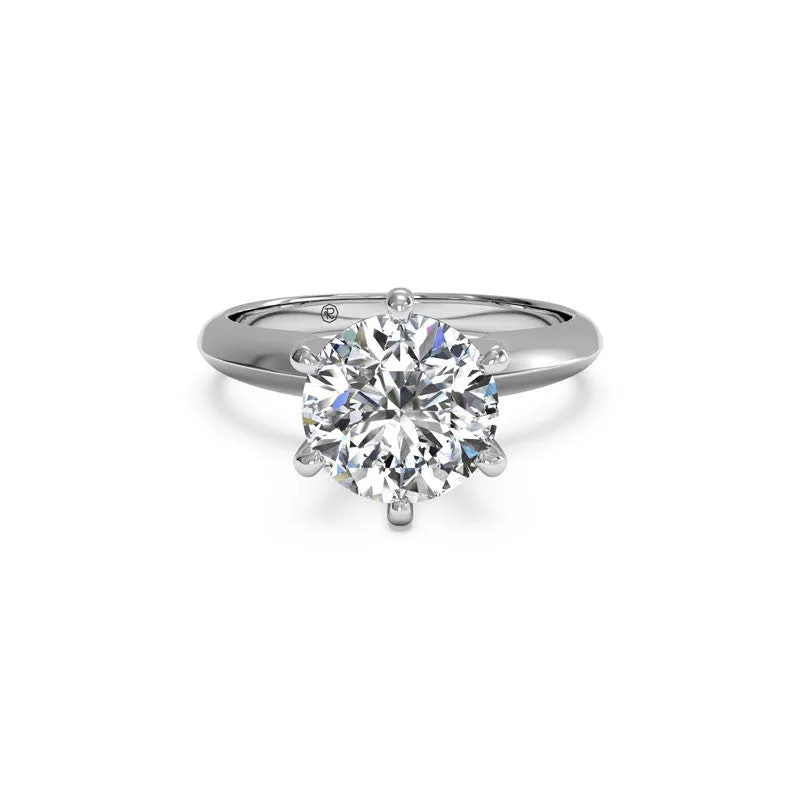 Six-Prong Solitaire Knife-Edge Round Diamond Engagement Ring