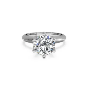 Six-Prong Solitaire Knife-Edge Round Diamond Engagement Ring