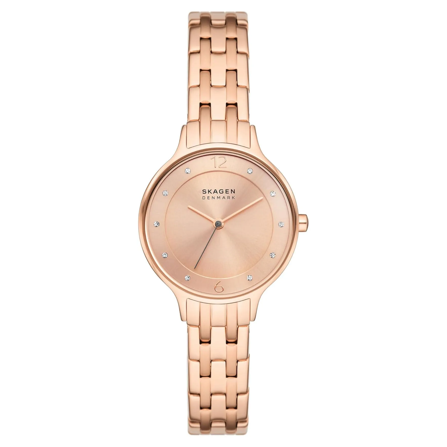 Skagen Anita Lille Women's Rose Gold Dial Rose Gold Stainless Steel Band Analog Quartz Three-Hand Silver Watch - SKW3128