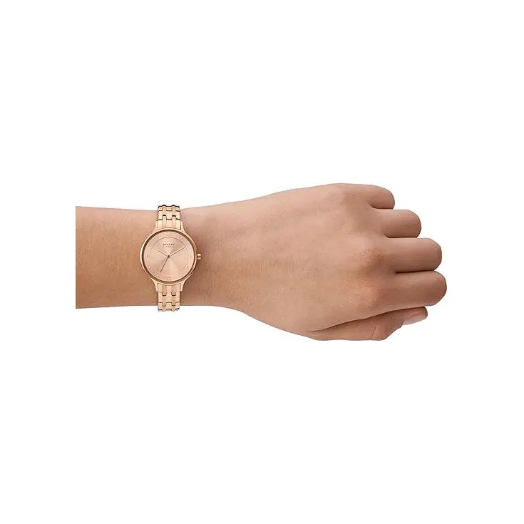 Skagen Anita Lille Women's Rose Gold Dial Rose Gold Stainless Steel Band Analog Quartz Three-Hand Silver Watch - SKW3128