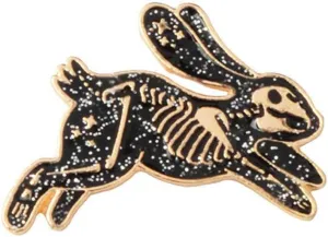 Skeleton Rabbit Enamel Pin Badges Brooches for Men Women Backpack Purse Hat Accessories Fashion with nice, Golden