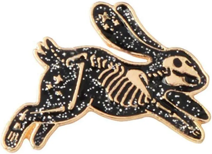 Skeleton Rabbit Enamel Pin Badges Brooches for Men Women Backpack Purse Hat Accessories Fashion with nice, Golden