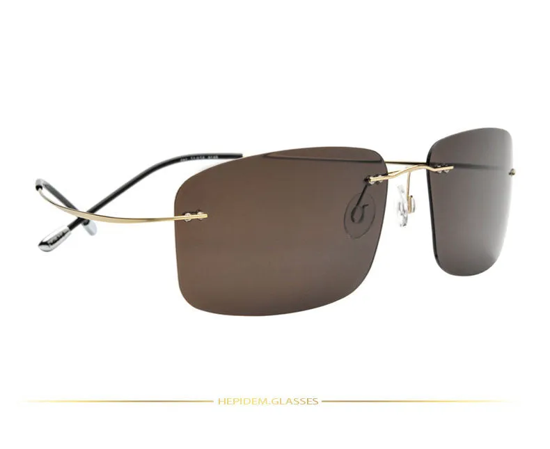 SKU R66 1553 R66 New Square Rimless Sun Glasses Ultra Light Polarized