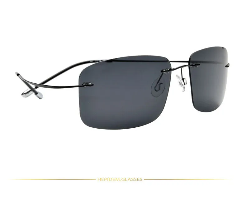 SKU R66 1553 R66 New Square Rimless Sun Glasses Ultra Light Polarized