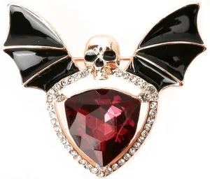Skull Enamel Pins,Gothic Batwing Rhinestone Crystal Brooch Pins for Women Girls