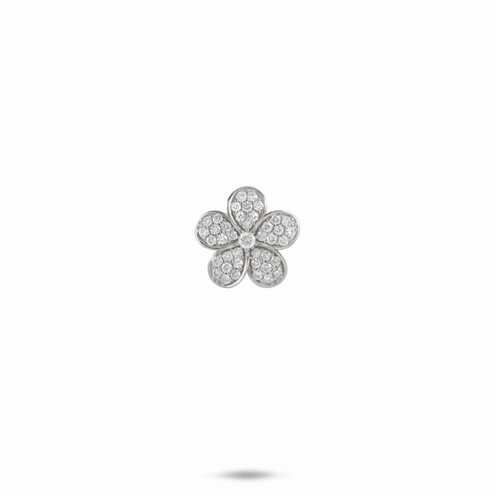 Day Accent Plumeria Pendant in White Gold with Diamonds - 11mm