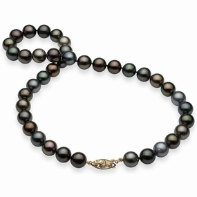Charming Jewelry 17-18" Tahitian Black Pearl Strand with Gold Clasp - 10-11mm