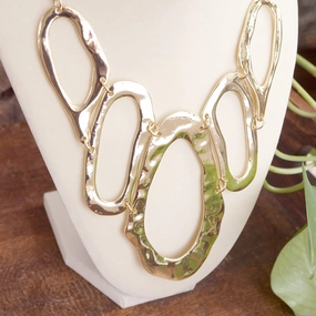 Engagement Party Lovely Design Links Statement Necklace set in Gold Silver Tones