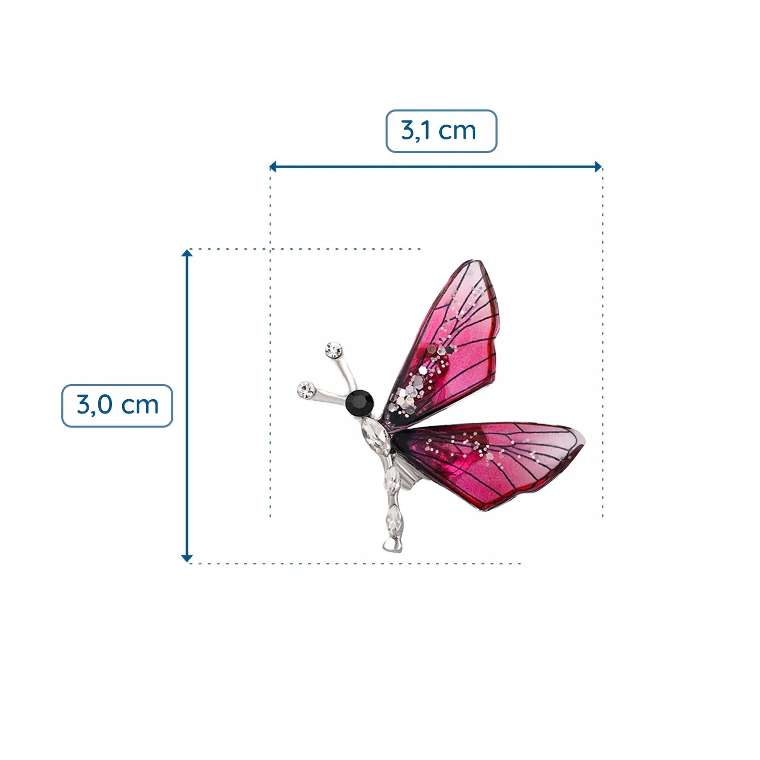 Small butterfly with red resin wings - a brooch