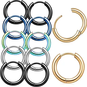 Small Hoop Earrings for Women Men 2.5mm Titanium Steel Circle Earrings Minimalist Design Color Options