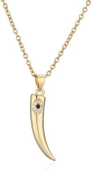 Small Moon Mini Stone Eye Pendant Necklaces Women's Metal Charms Chokers Drop Layered Necklace