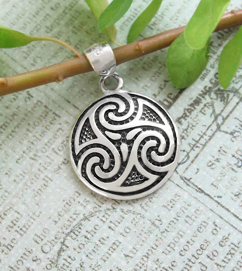 Travel Gift Outdoor Fun Small Domed Triskele Symbol Pendant