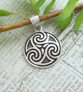 Travel Gift Outdoor Fun Small Domed Triskele Symbol Pendant