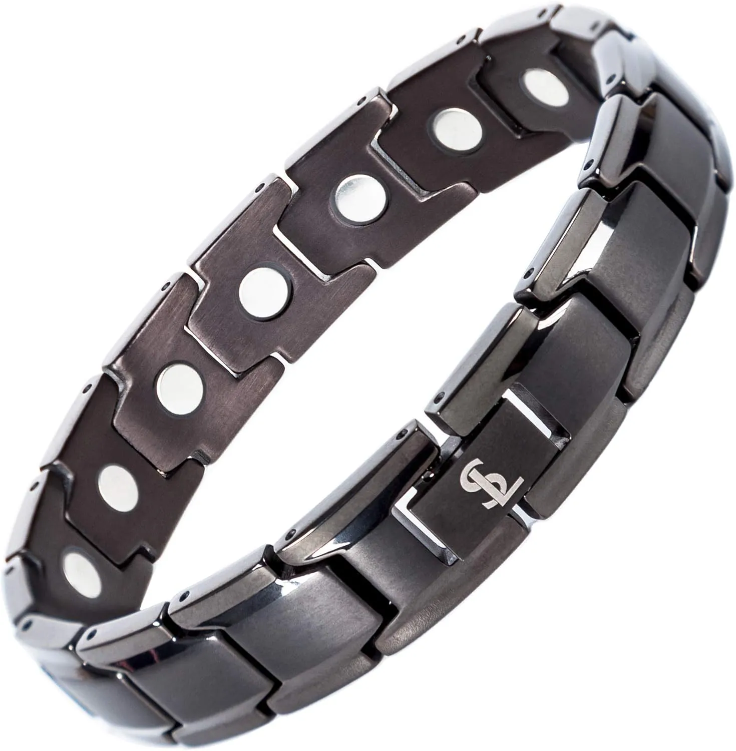 Smarter LifeStyle Elegant Titanium Magnetic Bracelet for Men and Women- Adjustable Bracelet Length with Sizing Tool for Perfect Fit, Women Mens Bracelet (Gunmetal Gray)