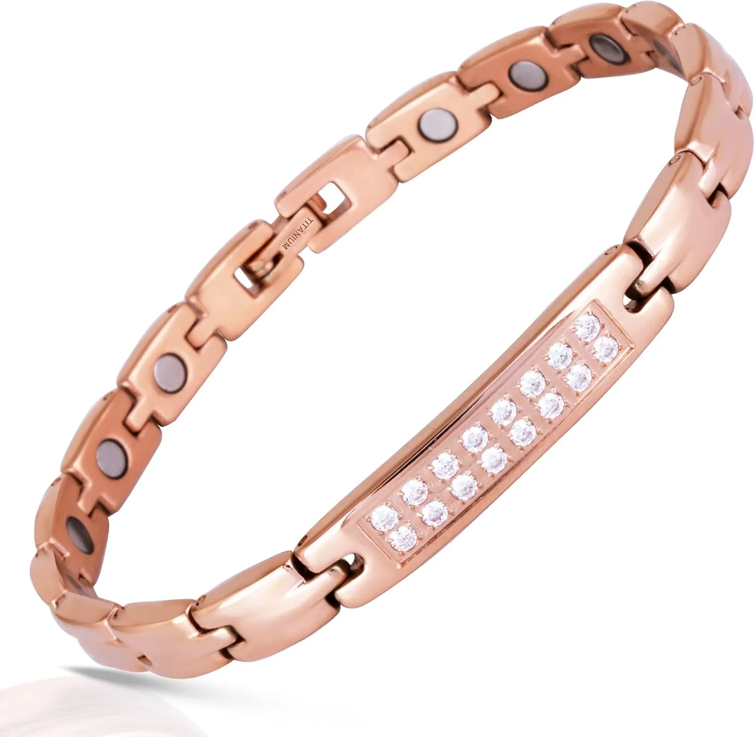 Smarter LifeStyle Sparkling Titanium Magnetic Bracelet for Women - Adjustable Bracelet Length with Sizing Tool for Perfect Fit, Womens Magnetic Bracelet