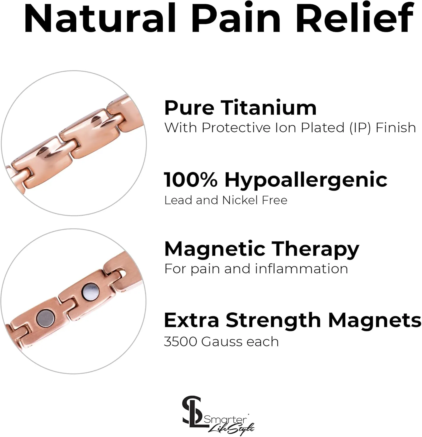 Smarter LifeStyle Sparkling Titanium Magnetic Bracelet for Women - Adjustable Bracelet Length with Sizing Tool for Perfect Fit, Womens Magnetic Bracelet