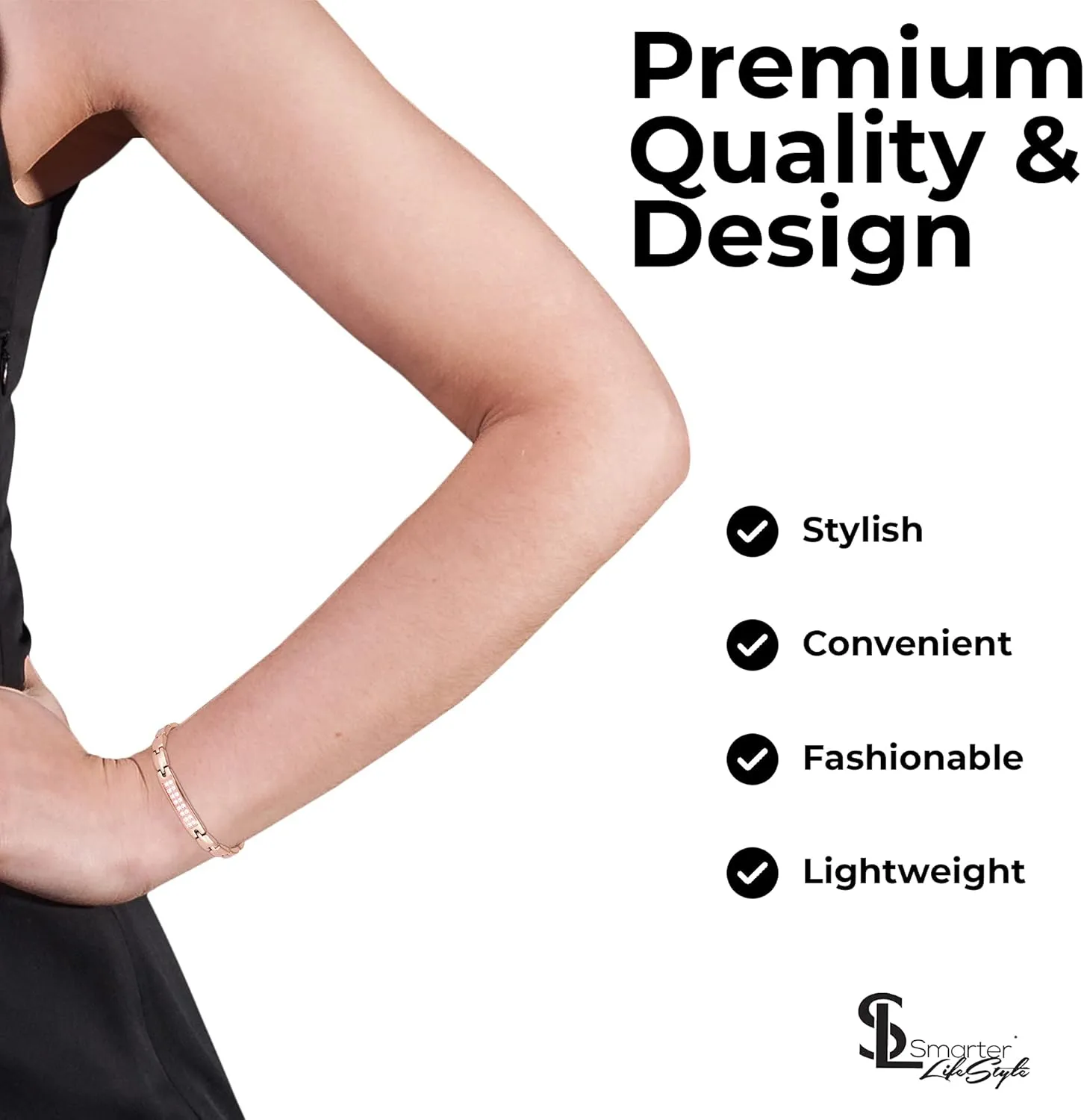 Smarter LifeStyle Sparkling Titanium Magnetic Bracelet for Women - Adjustable Bracelet Length with Sizing Tool for Perfect Fit, Womens Magnetic Bracelet