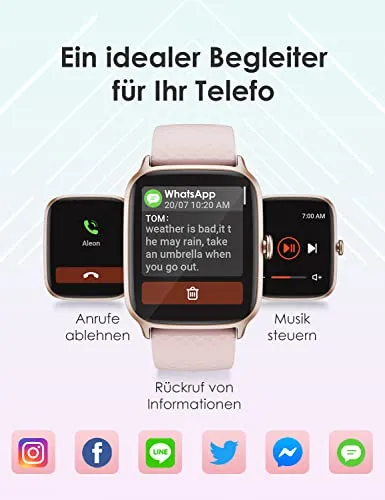 Smartwatch Damen, Fitnessuhr Damen mit Schlaf- und Pulsmesser, 5ATM wasserdichte Smartwatch für Kinder, Schrittzähler Uhr Damen, Kompatibel mit iOS und Android, Activity Tracker
