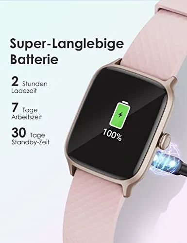 Smartwatch Damen, Fitnessuhr Damen mit Schlaf- und Pulsmesser, 5ATM wasserdichte Smartwatch für Kinder, Schrittzähler Uhr Damen, Kompatibel mit iOS und Android, Activity Tracker