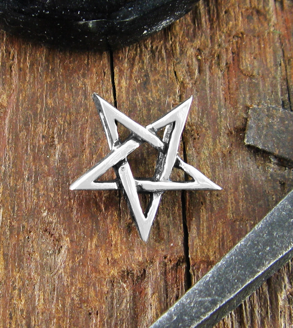 Blogger Accessory Embellished Jewelry Tiny Second Degree Wicca Inverted Pentagram Pendant, Handmade