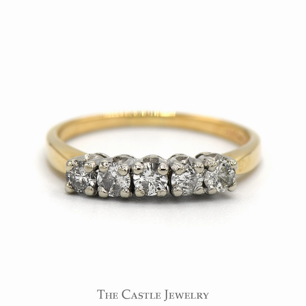 .38cttw 5 Prong Set Diamond Wedding Band in 14k Yellow Gold Fashion Staple