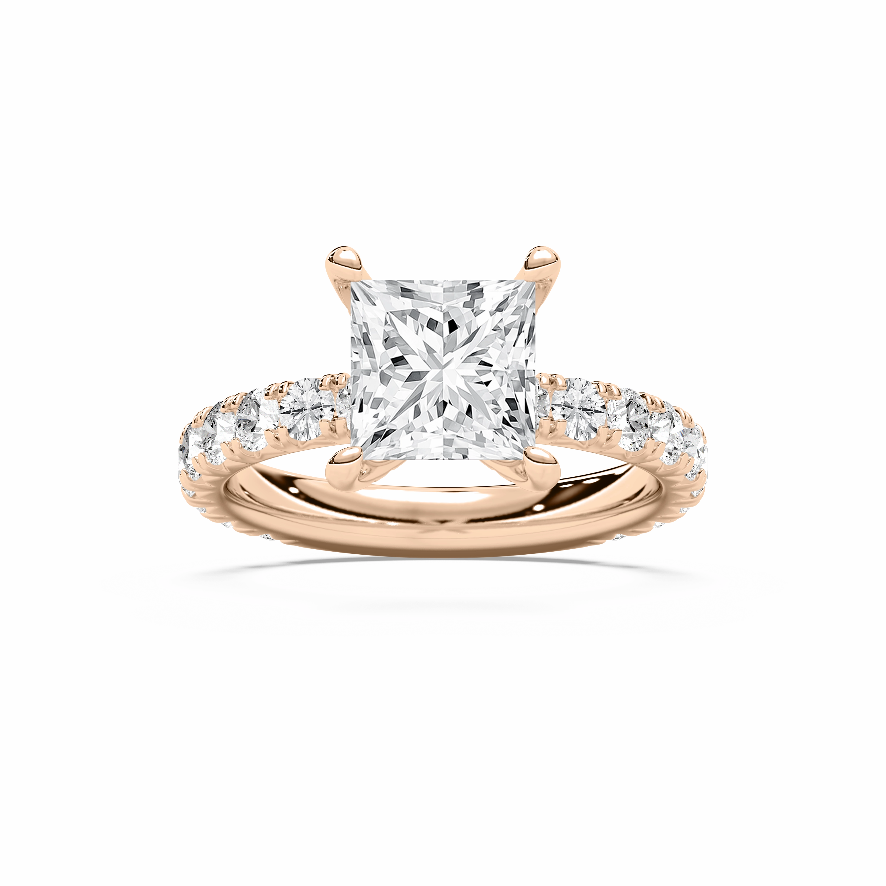 Break Resistant Heidi 3 ? ctw Princess Lab Grown Diamond Decorative Prong Side Stone Engagement Ring