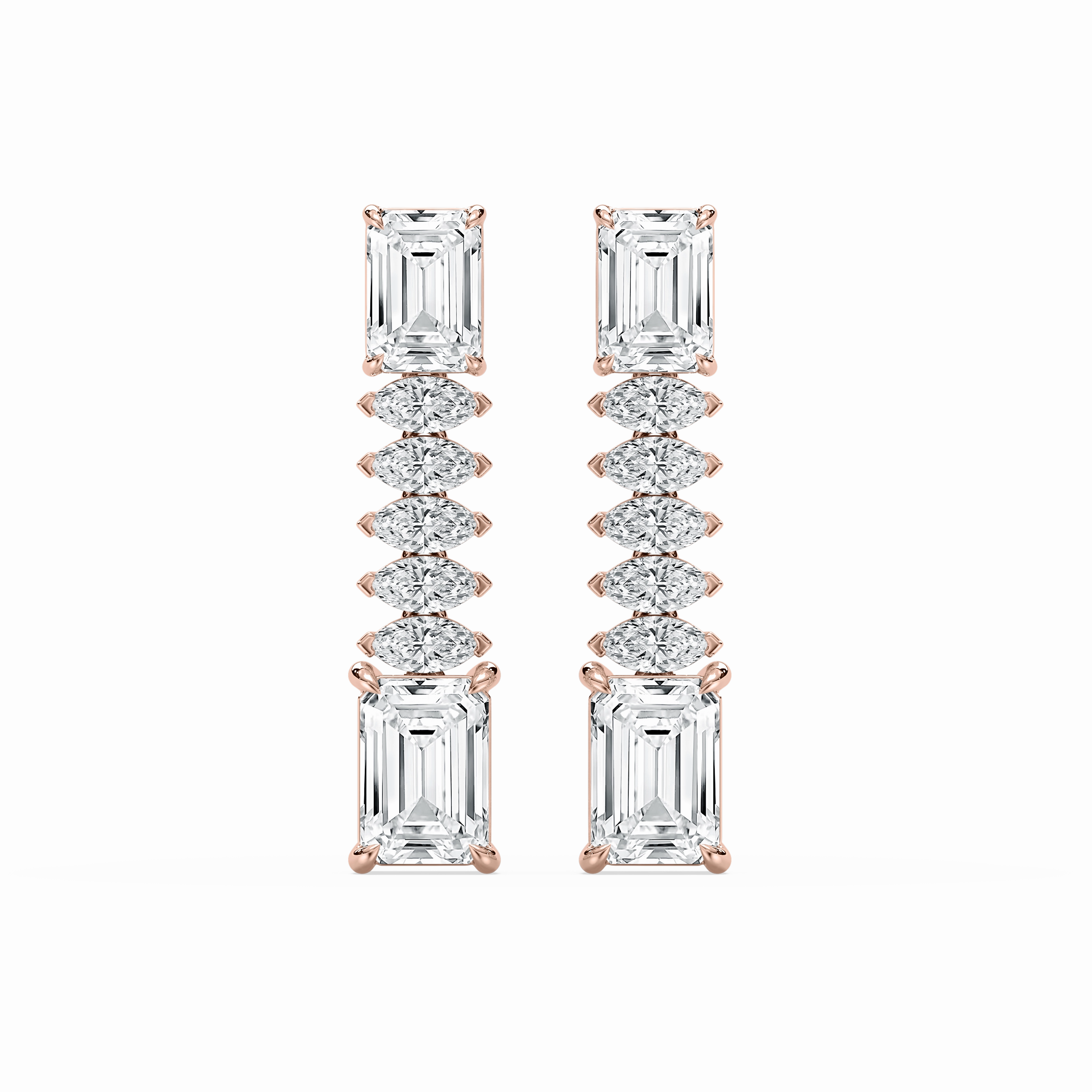 6 ctw Emerald and Marquise Lab Grown Diamond Drop Earrings Delicate Adornment