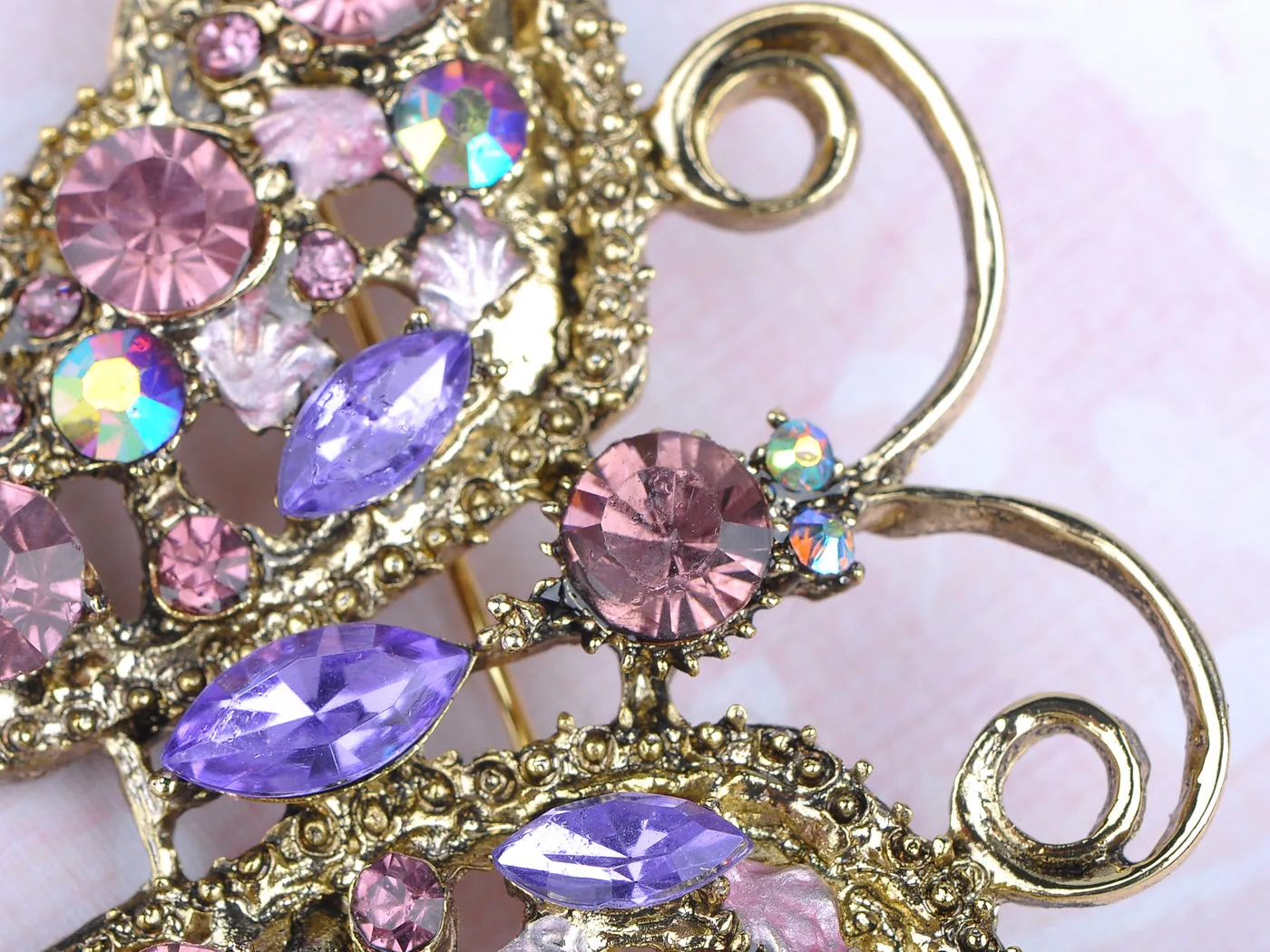 Soft Purple Cutout Butterfly Insect Brooch Pin