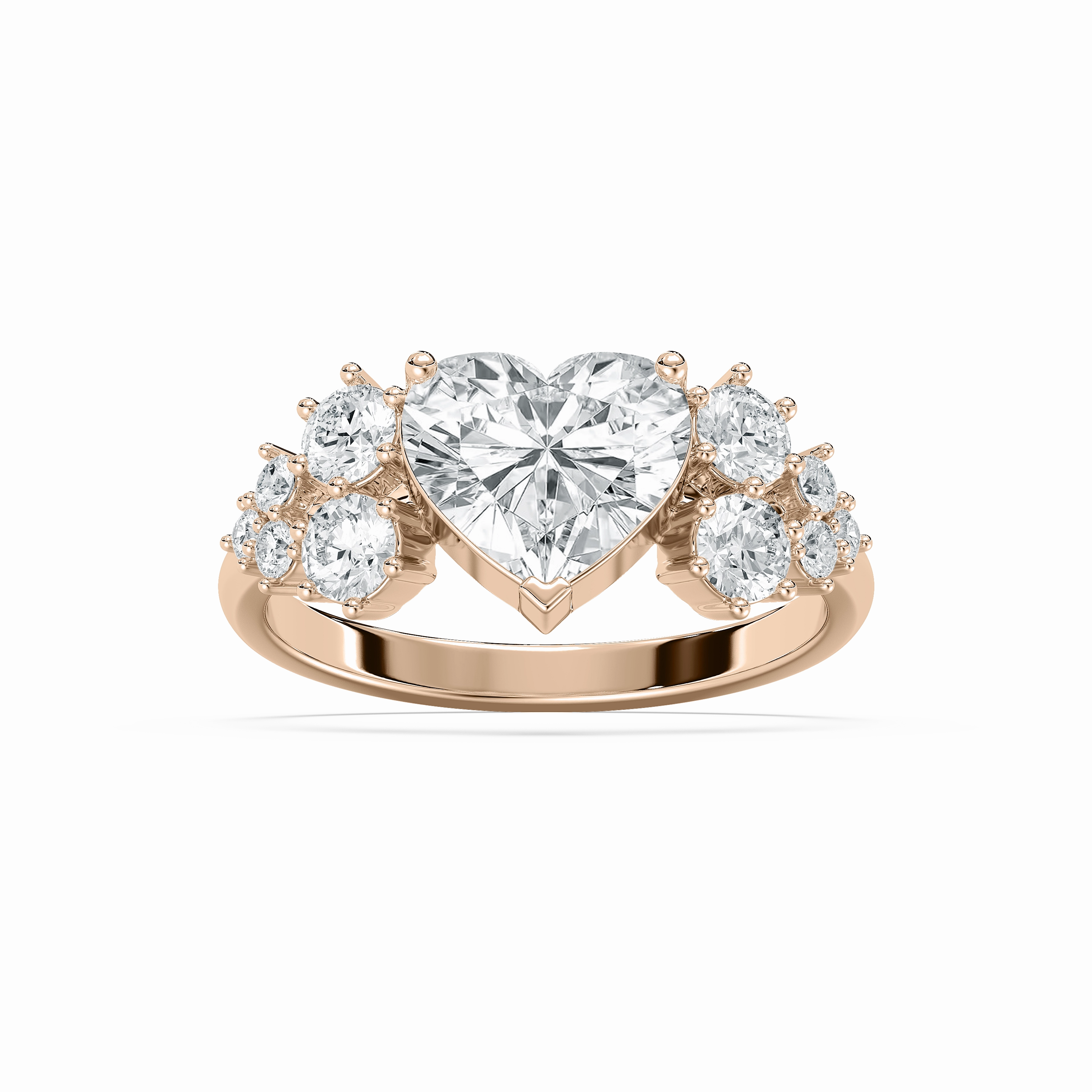 Rosemary 2 ? ctw Heart and Round Lab Grown Diamond Diamond Accent Side Stone Engagement Ring Luxury Insignia