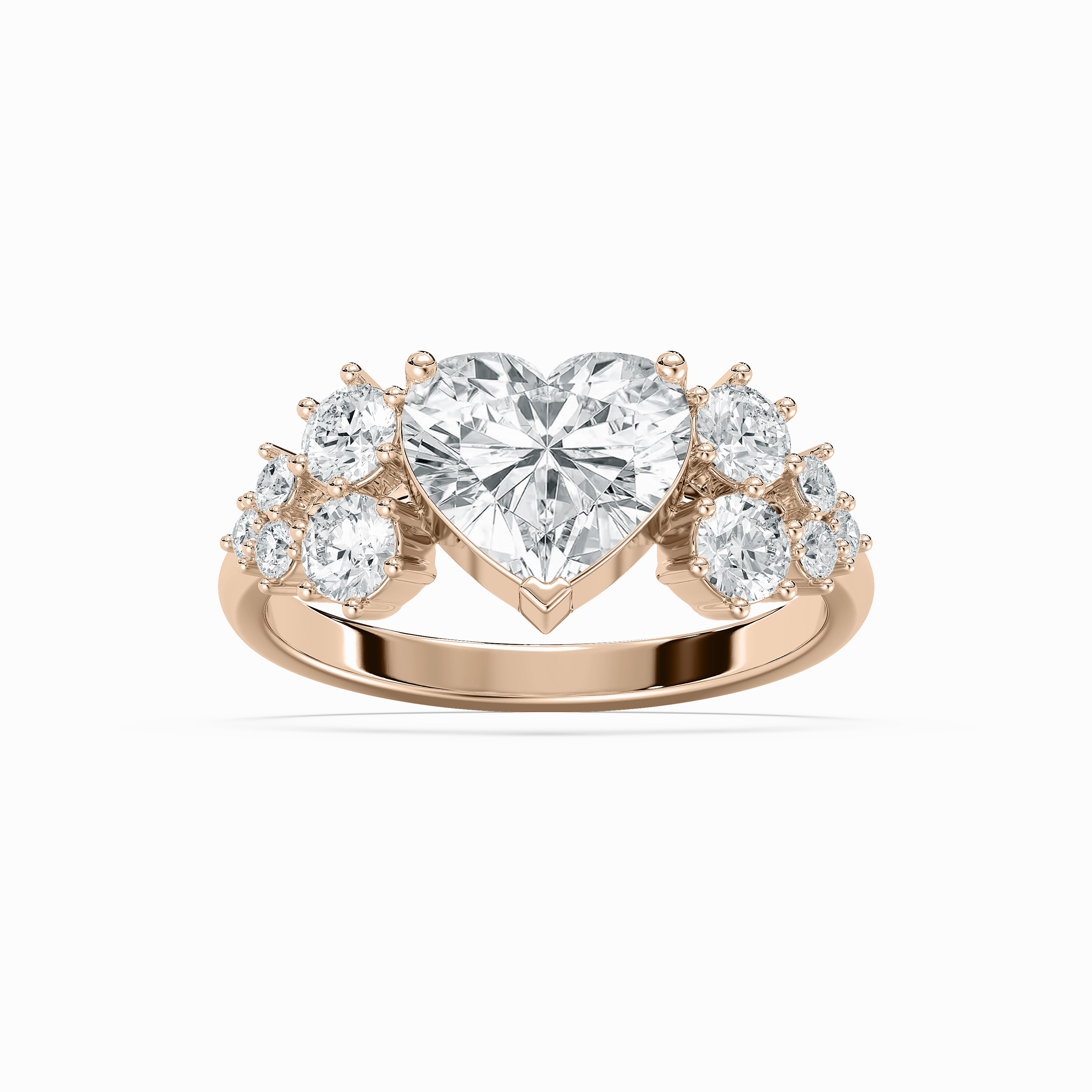 Rosemary 2 ? ctw Heart and Round Lab Grown Diamond Diamond Accent Side Stone Engagement Ring Biodegradable Item