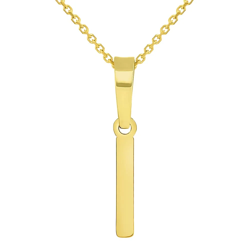 Solid 14k Yellow Gold Dainty Mini Uppercase Initial Charm Block Letter Pendant Necklace