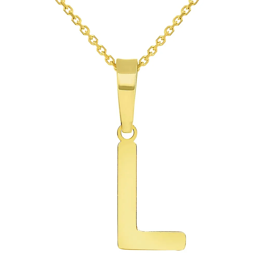 Solid 14k Yellow Gold Dainty Mini Uppercase Initial Charm Block Letter Pendant Necklace