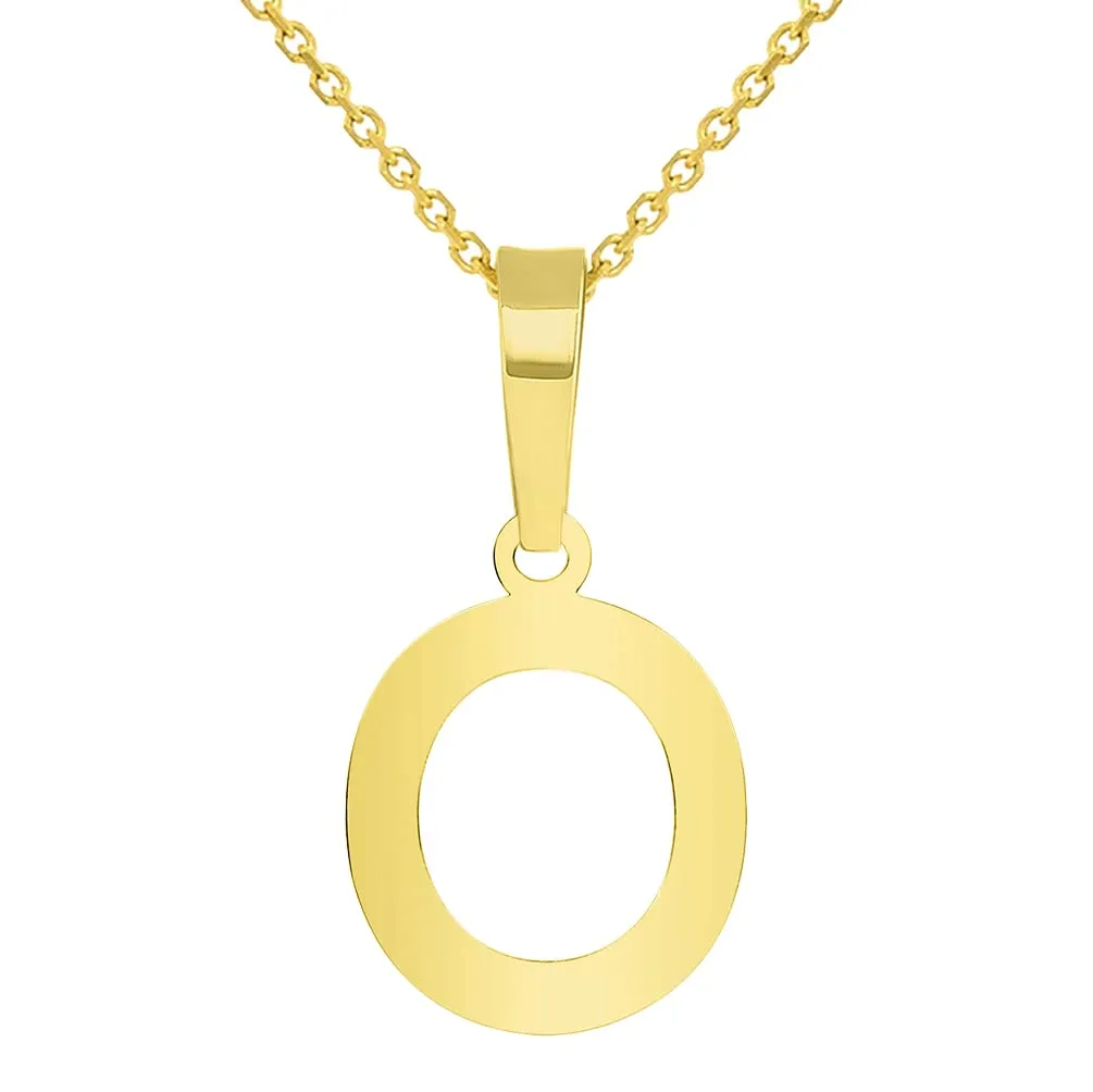 Solid 14k Yellow Gold Dainty Mini Uppercase Initial Charm Block Letter Pendant Necklace