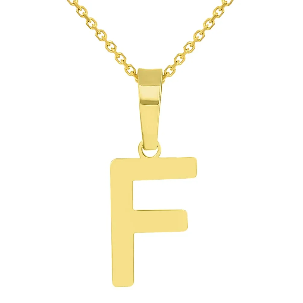 Solid 14k Yellow Gold Dainty Mini Uppercase Initial Charm Block Letter Pendant Necklace