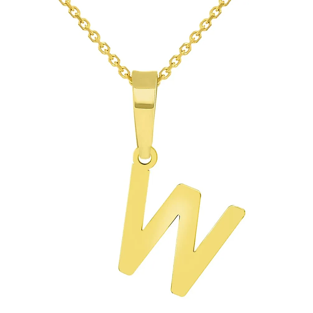 Solid 14k Yellow Gold Dainty Mini Uppercase Initial Charm Block Letter Pendant Necklace