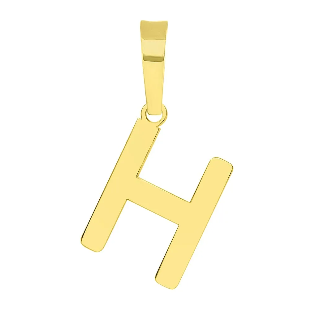 Solid 14k Yellow Gold Dainty Mini Uppercase Initial Charm Block Letter Pendant Necklace