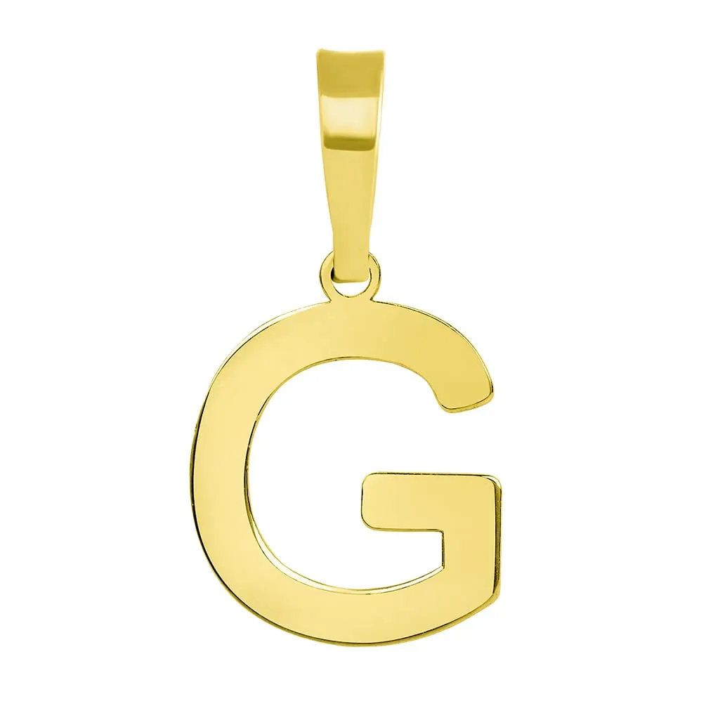 Solid 14k Yellow Gold Dainty Mini Uppercase Initial Charm Block Letter Pendant Necklace