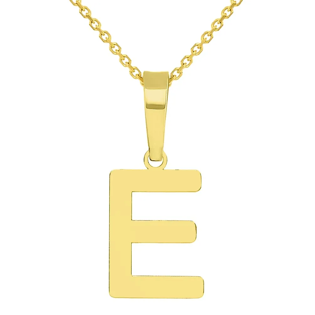 Solid 14k Yellow Gold Dainty Mini Uppercase Initial Charm Block Letter Pendant Necklace