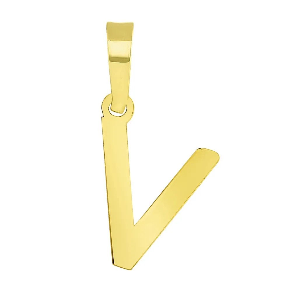 Solid 14k Yellow Gold Dainty Mini Uppercase Initial Charm Block Letter Pendant Necklace