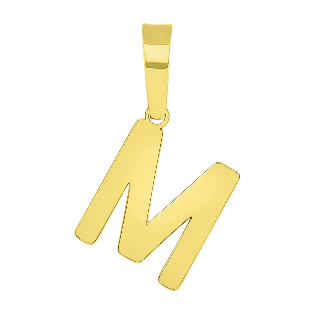 Solid 14k Yellow Gold Dainty Mini Uppercase Initial Charm Block Letter Pendant Necklace