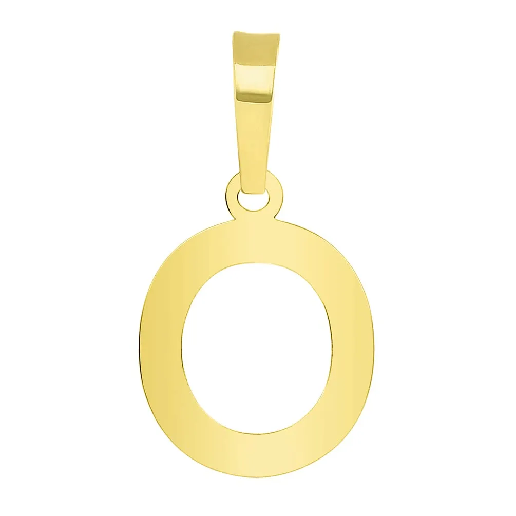 Solid 14k Yellow Gold Dainty Mini Uppercase Initial Charm Block Letter Pendant Necklace