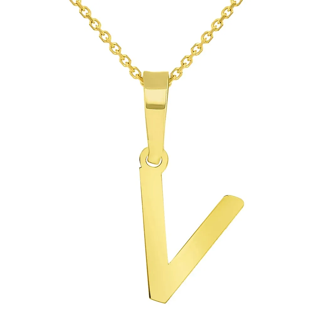 Solid 14k Yellow Gold Dainty Mini Uppercase Initial Charm Block Letter Pendant Necklace