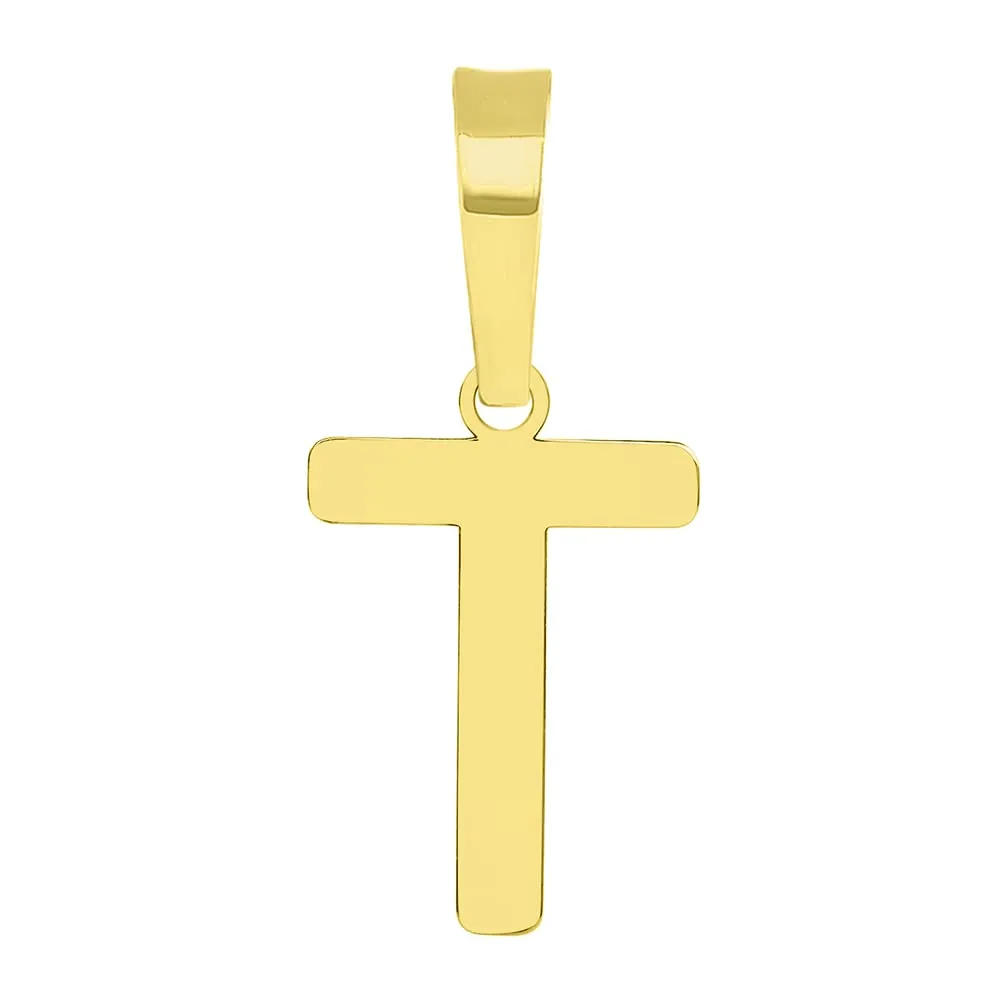 Solid 14k Yellow Gold Dainty Mini Uppercase Initial Charm Block Letter Pendant Necklace