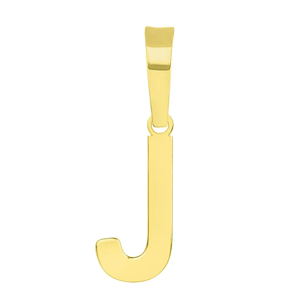 Solid 14k Yellow Gold Dainty Mini Uppercase Initial Charm Block Letter Pendant Necklace