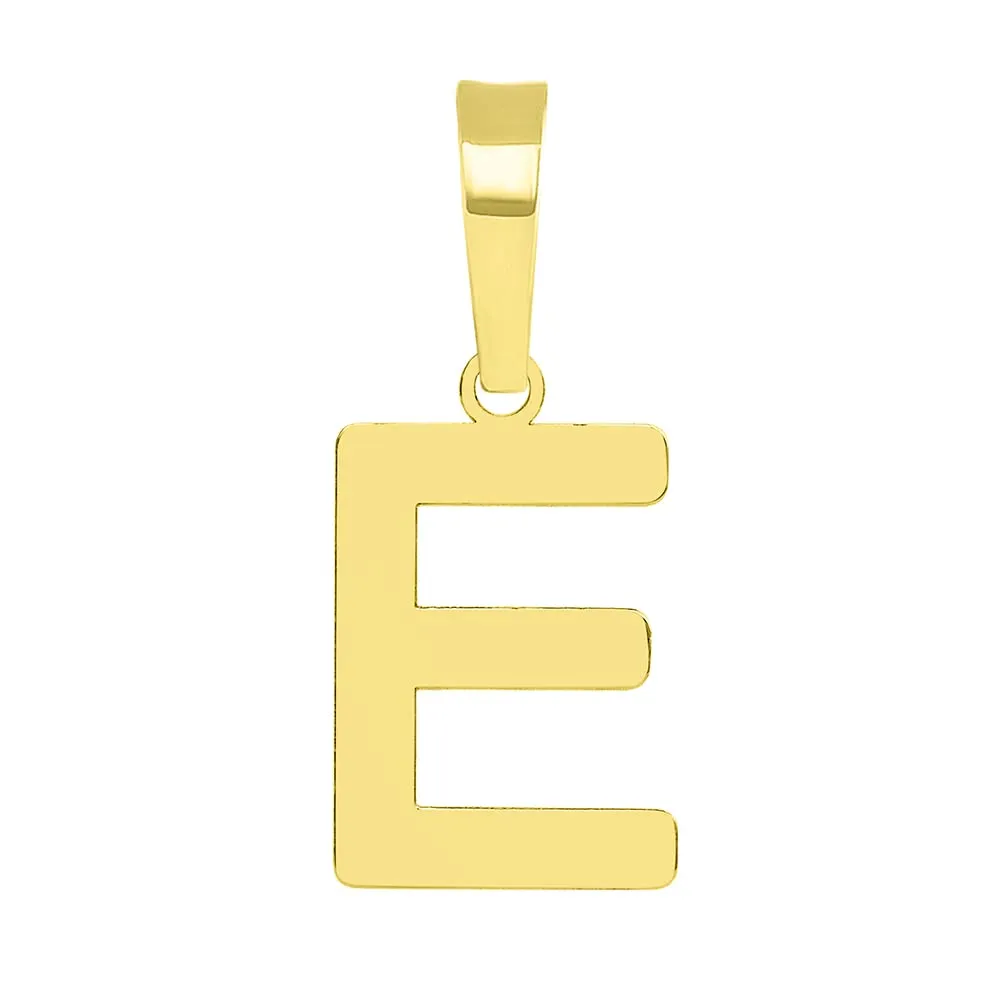 Solid 14k Yellow Gold Dainty Mini Uppercase Initial Charm Block Letter Pendant Necklace