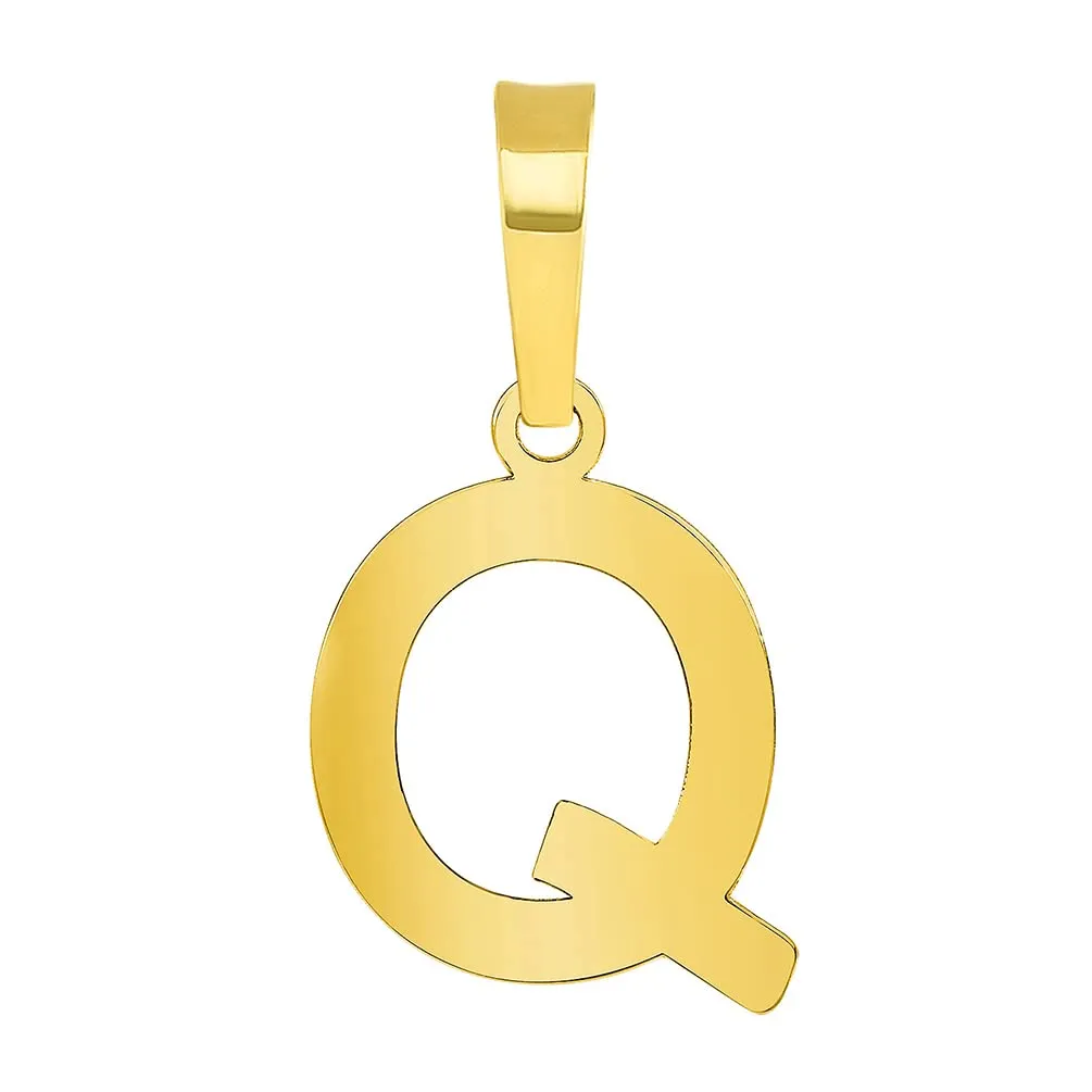 Solid 14k Yellow Gold Dainty Mini Uppercase Initial Charm Block Letter Pendant Necklace