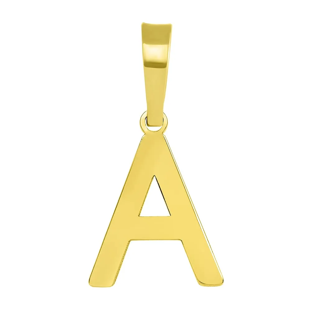 Solid 14k Yellow Gold Dainty Mini Uppercase Initial Charm Block Letter Pendant Necklace