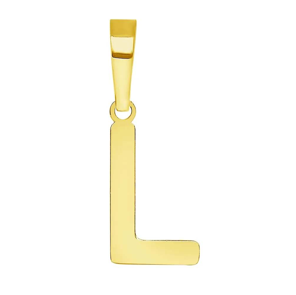 Solid 14k Yellow Gold Dainty Mini Uppercase Initial Charm Block Letter Pendant Necklace