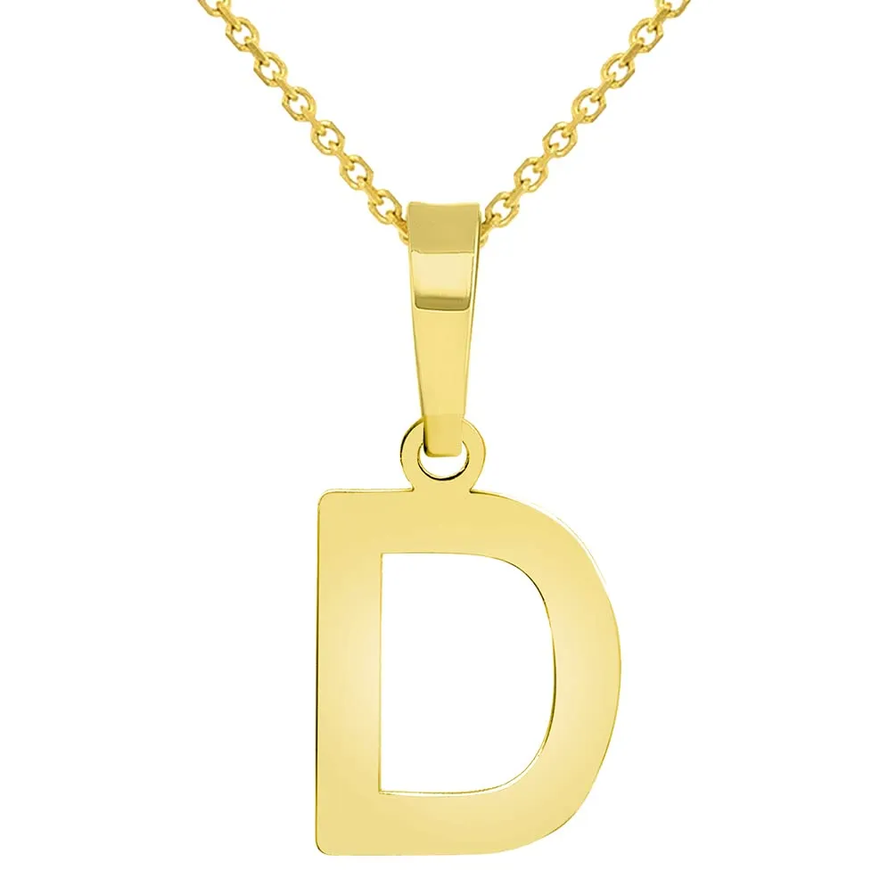 Solid 14k Yellow Gold Dainty Mini Uppercase Initial Charm Block Letter Pendant Necklace